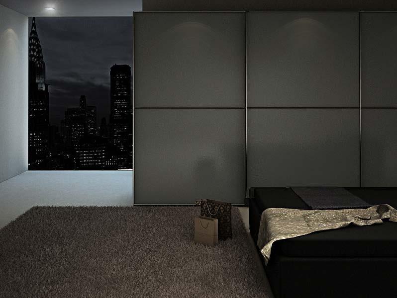 GROOVE Groove sliding doors wardrobe in white high gloss fronts.