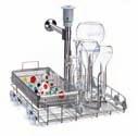 GW3060 AND GW4090 INJECTION WASHING ACCESSORIES INJECTION TROLLEYS NARROW-NECKED GLASSWARE LM20DS 20-position universal flask washing trolley in stainless steel with 20 spigots and drying system