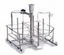 GW3060 AND GW4090 INJECTION WASHING ACCESSORIES BOTTLE WASHING LB4DS Stainless steel trolley for washing large glass items with drying system connection.