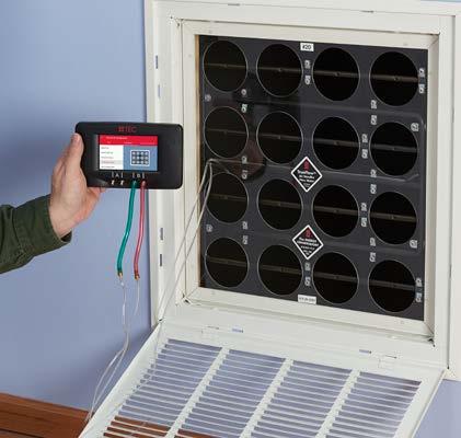The TrueFlow plate temporarily replaces the filter in a typical air handler system to measure air flow.