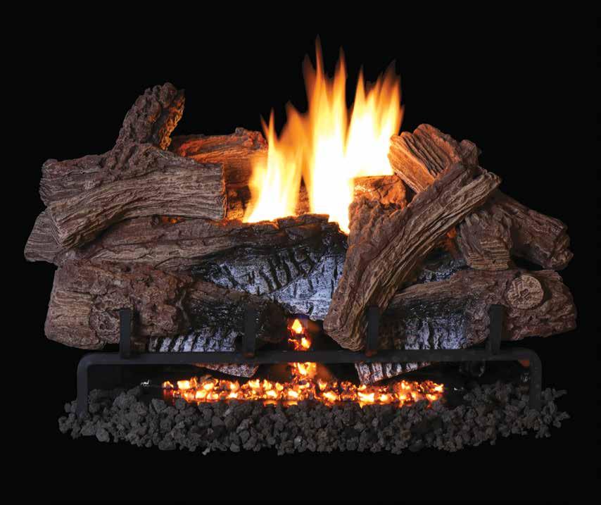 Tri-Flame Series WESTERN TIMBER EXCLUSIVE FEATURES Featured with Tri-Flame burner in a Marquee Masonry Firebox Tall dancing yellow flames and ember bed for wood fire realism Heavy-duty grate for