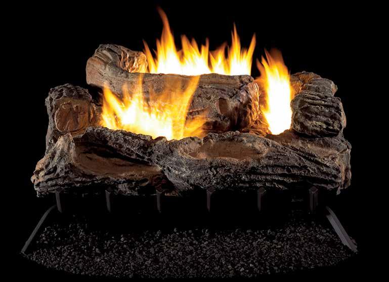 Multi-Sided Series NORTHERN OAK EXCLUSIVE FEATURES For use in fireplaces with multiple openings Two rows of tall dancing yellow flames look great form any angle Highly detailed ceramic fiber