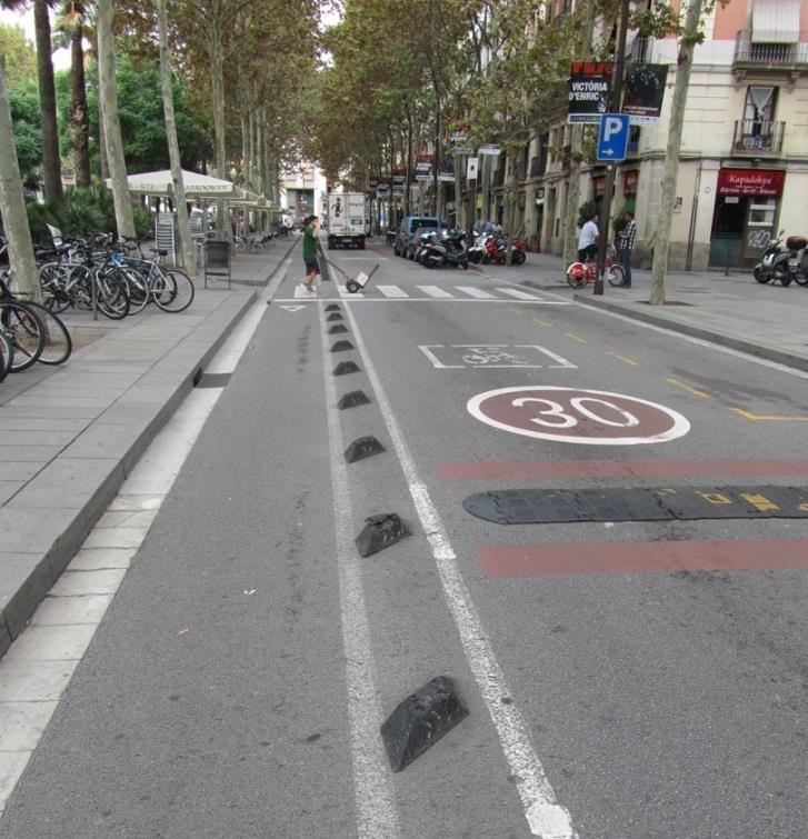 bicycle lane Plastic armadillos and linemarking 6.