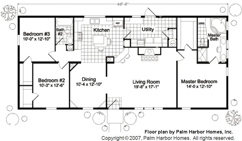 Figure 5. Manufactured Housing Laboratory Floor Plan This double wide manufactured home has three bedrooms, two baths, and fully functional kitchen appliances.