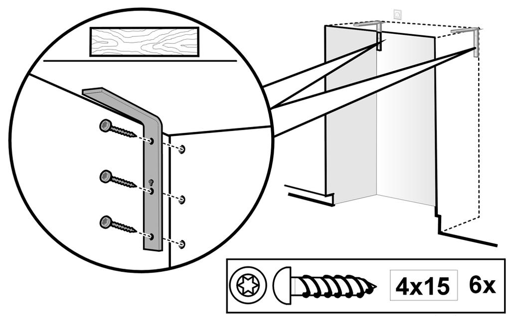 Notes: Each appliance requires 2 anti-tilt brackets. The set supplied, contains fastening screws for various subsurfaces. Select the fastening screws corresponding to the local conditions.