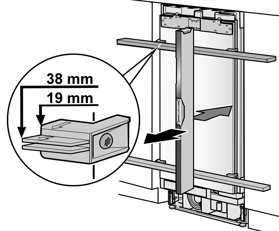 2. Adjusting the appliance in the niche Notes: To ensure that the appliance functions correctly, it must be set level with a spirit level. Do not tip the appliance in the niche!