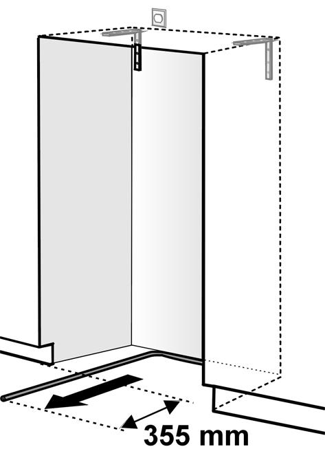 Always keep to the given installed area in order to avoid damaging the connection pipe when sliding the appliance in later. 15.