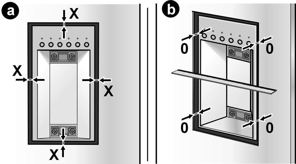 Aligning ice and water dispenser (only in the case of freezers with ice and water dispenser) Note: Avoid misaligning the door while aligning the ice and water