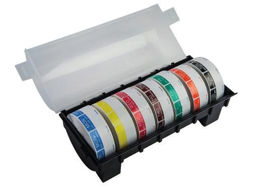 Labels Square & Round Day Dots Our day dots are removable and available in a handy dispenser box. With 1000 Labels in each roll.