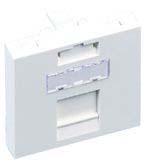 0-1711349-1 45x45 Straight Faceplate, Mosaic Style, with integrated spring loaded front shutter, white (RAL