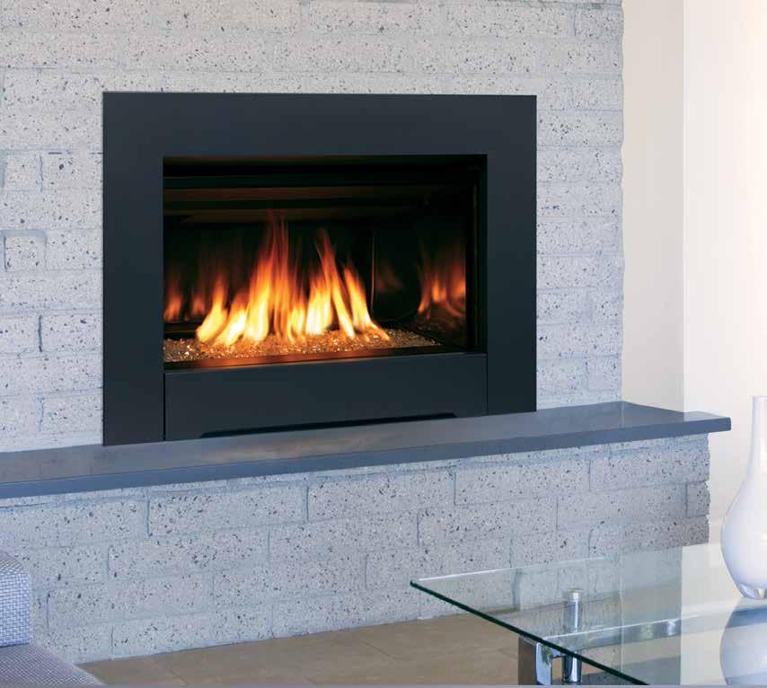 REDISCOVER WARMTH. Ravenna CD shown with Black Contemporary face and Reflective Porcelain panels. CUSTOMIZE THE LOOK Upgrade your existing fireplace with a Ravenna fireplace insert.