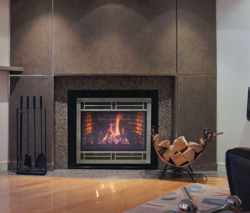 Expression 36 shown with Mission Hill front in hammered pewter what is firebrick Most Quadra-Fire fireplaces are built with