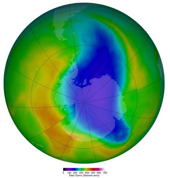 Montreal Protocol s Positive Impact on Ozone Hole False-color view of total ozone