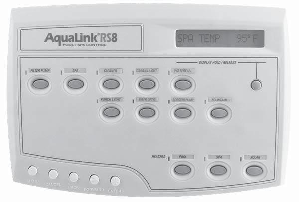 Operation Data Owner's Man u al All Button Control Systems For use with Pool/Spa Combination, Pool Only/Spa Only, and Dual Equipment AquaLink RS Systems. Sheet #6593, Rev.