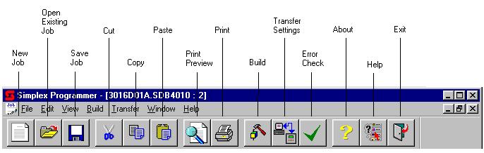 Programmer Overview, Continued Icons The Icon Bar contains a set of icons that allow you to quickly perform basic tasks, such as creating a new job or error checking a job.