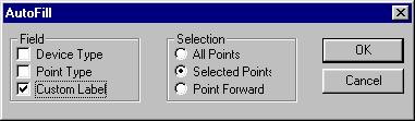 Overview Card Tab, Continued Using AutoFill The programmer includes an AutoFill feature that allows you to automatically add pre-selected text or selections to a point s device type, point type, or