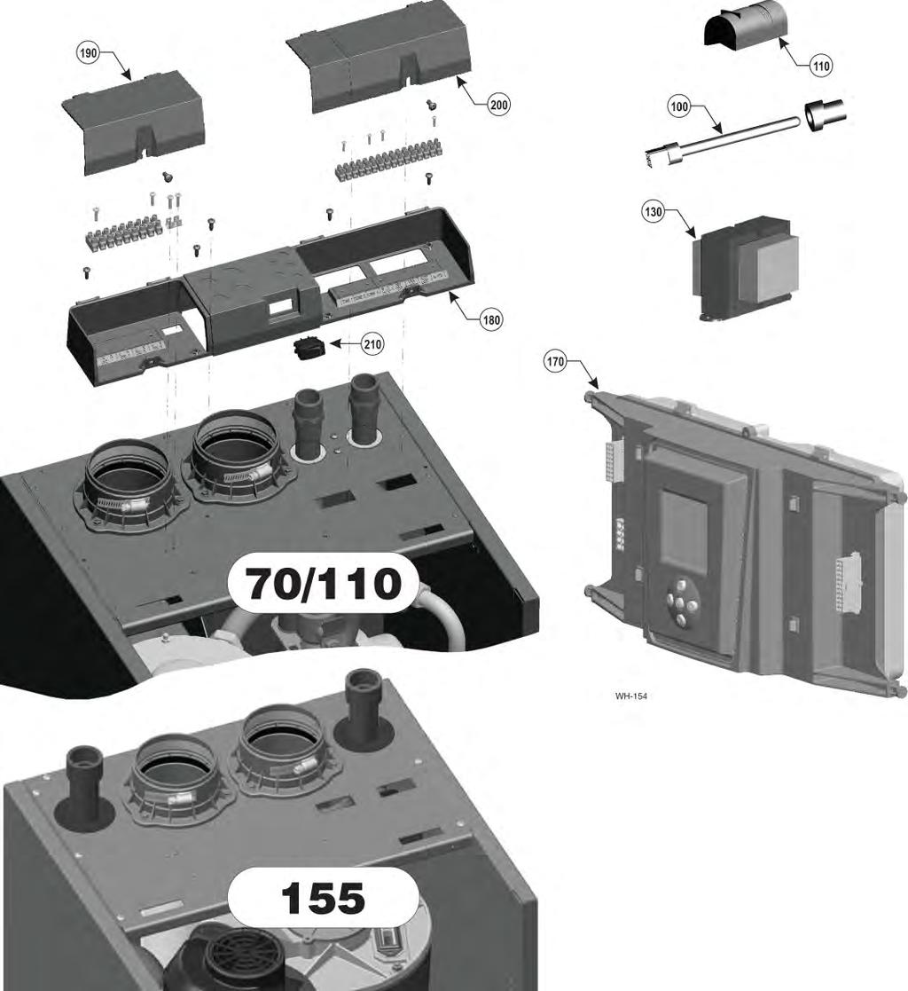 Replacement parts (continued) Figure 130 Controls and electrical assemblies WM97+70/110/155 (see