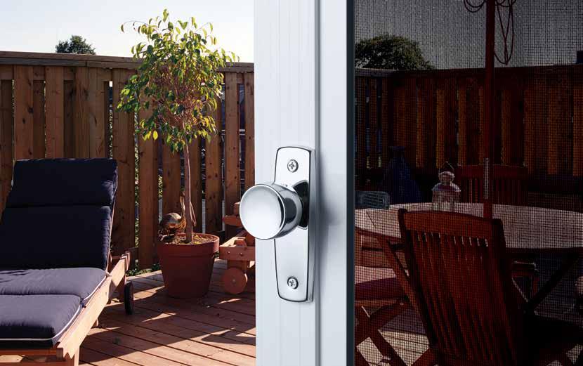 300-4 Screen Door Latch Features and Specifications Opened from outside by knob, from inside by lever. Bolt may be held retracted or deadlocked by snib inside.