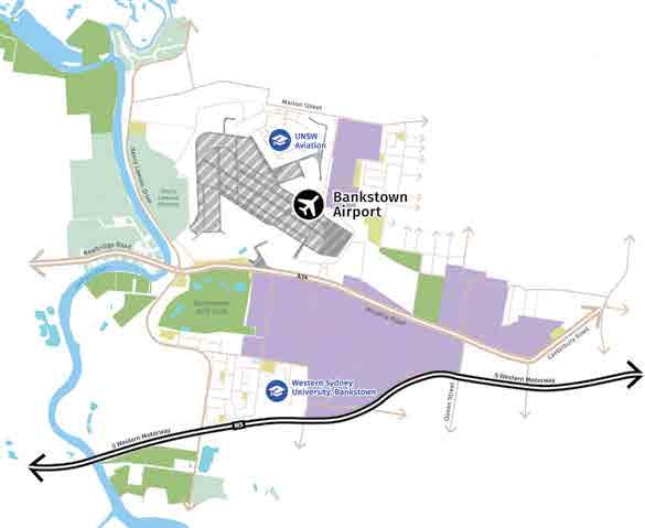 Figure 3-9: Bankstown Airport district centre existing activities University Waterways Airport Motorway Business