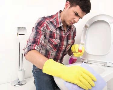 Bathroom Do... U Regularly clean inside the toilet: apply toilet cleaner to the toilet and brush the inside of the toilet using the toilet brush. Flush the toilet to remove excess cleaner.
