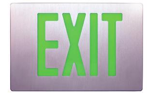 CE SERIES Aluminum Exit Sign IOTA s CE Series Die-Cast Aluminum Exit Signs combine attractive design with durable construction and either red or green illumination.
