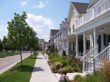 Guideline: Sidewalks adjacent to non-arterial streets should be designed to be as pedestrian-friendly as possible, through the use of landscape materials between the sidewalk