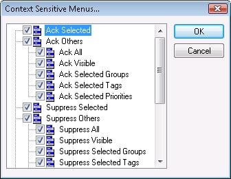 You can control which menu commands are shown in the shortcut menu. To configure the shortcut menu 1 Right-click the Alarm Viewer control, and then click Properties.