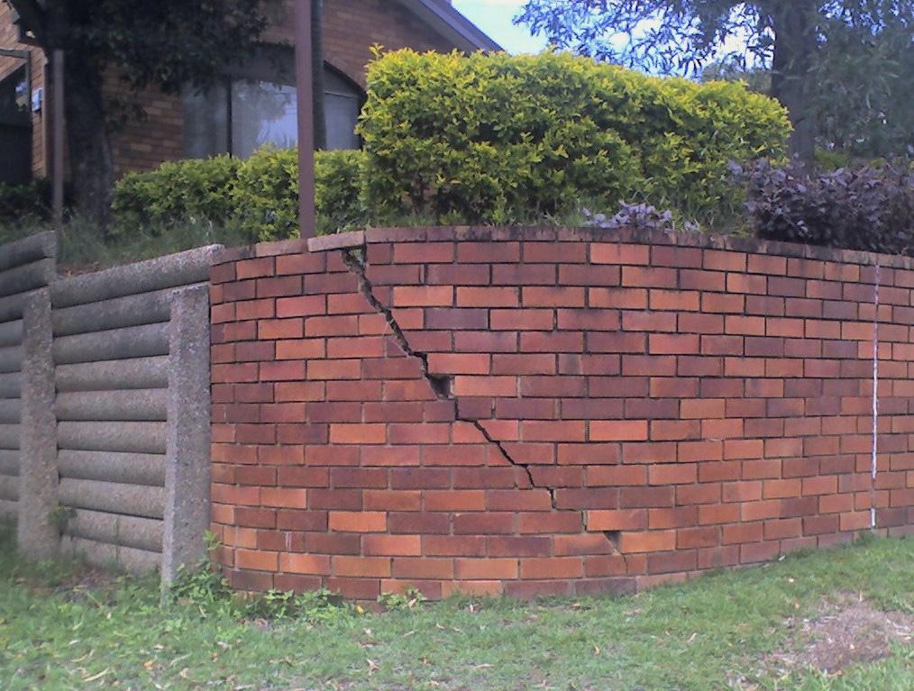 Figure 1 Failure of a domestic retaining wall due to earth pressure. 2.