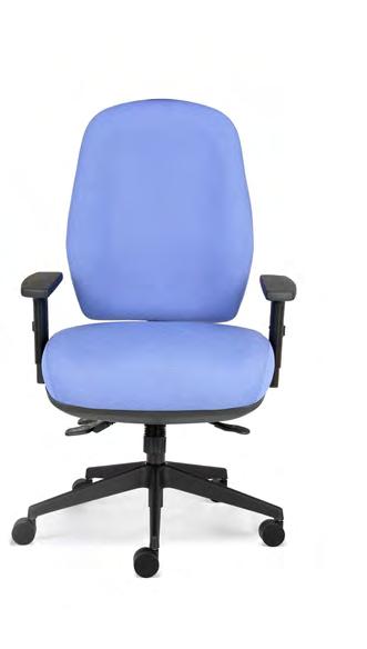 The extra large seat pan and wide tri-curved backrest provide a chair solution which exceeds