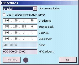 IP address setting for manual IP address assignment that is only available if automatic assignment from the DHCP server is not enabled. The default setting is 19