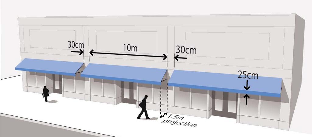 Figure 51: Overhead Weather Protection Example OVERHEAD WEATHER PROTECTION Sloped awnings and horizontal canopies provide rain and snow