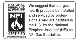 INSTALLATION INSTRUCTIONS AND OWNER'S MANUAL Vent-Free Gas Fireplaces UNVENTED GAS FIREPLACE MODELS HYDRAULIC MODELS VFP(32,36)BP2(0,1)L(N,P)-1 MILLIVOLT MODELS VFP(32,36)BP3(0,1)L(N,P)-1