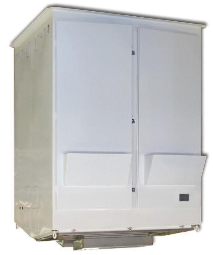 Outdoor Enclosure Steam Distribution Systems 4Hingged doors provide full access (serviceability) from the front, back and top of unit 4Fully insulated and constructed from heavy duty steel 4Stainless
