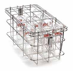 Made in stainless steel. BABY BOTTLE CONTAINER Container for 18 baby bottles with lids. Positioning on a standard CS3 load carrier. Space needed: half a rack for each level.