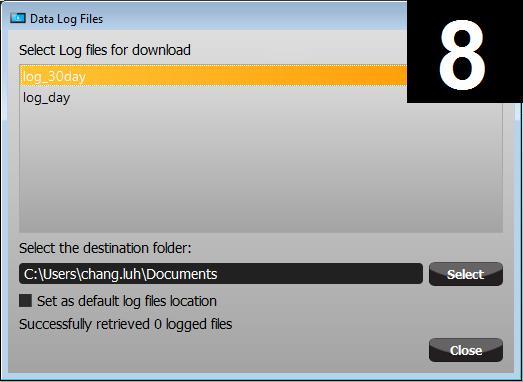 (log_30day). Select the data you would like to download, and select the file folder location to be saved.