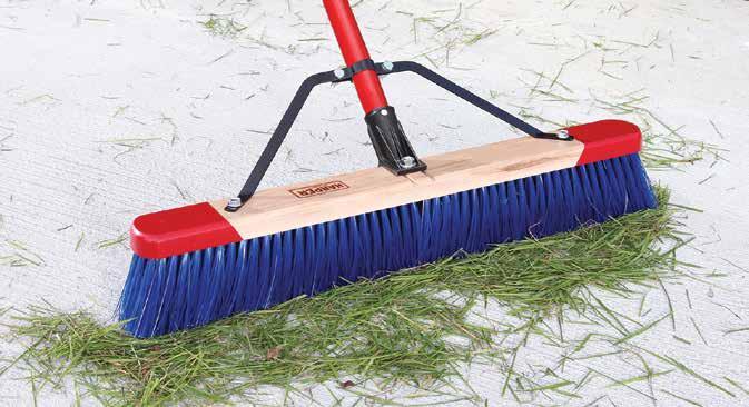 30 BROOMS PUSH BROOMS BEST-IN-CLASS PREMIUM RED-END OUTDOOR WET AND DRY DEBRIS Hardwood maple block Stiff sweeping synthetic bristles Sweeps heavy mulch, gravel, oil dry, dirt and soil Use outdoor on