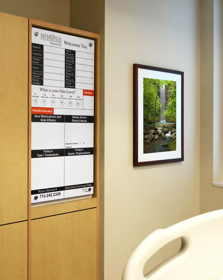 To date, 133 patient room markerboards in Memorial Hermann Memorial City Hospital have been replaced with SkylineSwitchBoards.