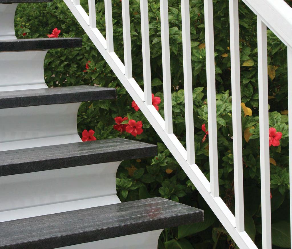 Natural Cedar QuickStep Stair Treads with White Riser Covers STONE