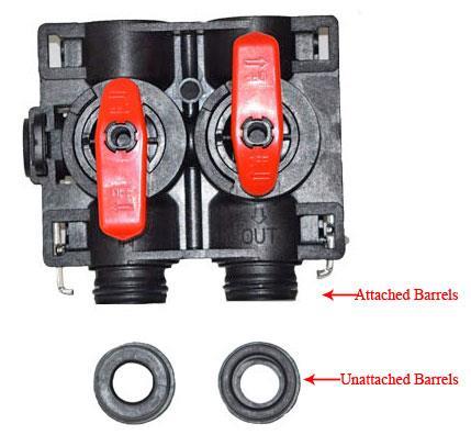 Assemble the bypass valve: 5. When you remove the bypass valve from the box, the valves are in the open position.