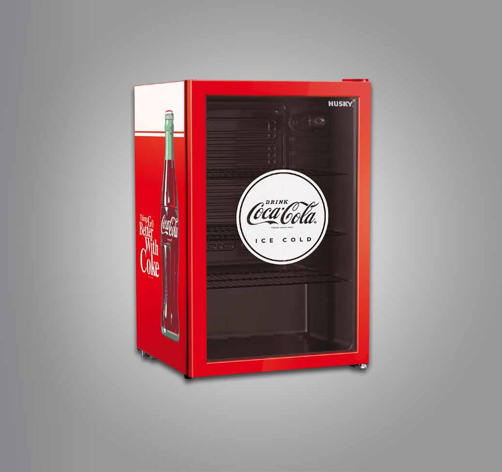 Glass Door Countertop Coca-Cola Bar Fridge Officially Licensed classic Coca-Cola styling Double glazed glass door for added insulation and cooling efficiency A+ energy efficiency Convenient, compact