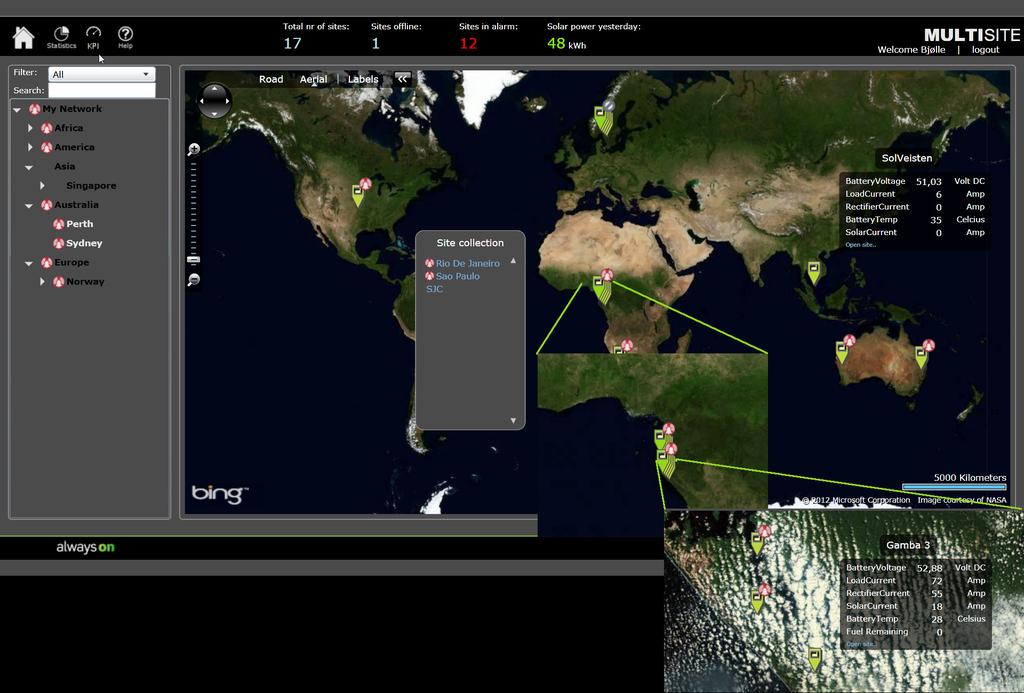 MultiSite Monitor MAP VIEW / DASHBOARD