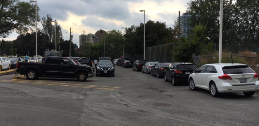 TODAY: Ports Toronto-leased parking areas and taxi corral. TDSB and community parking spaces.