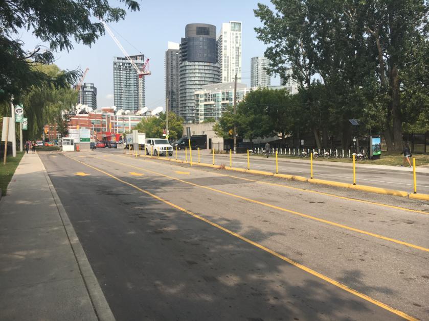 Relocation of all short-term parking to narrowed finger lot. Reduced taxi corral footprint.