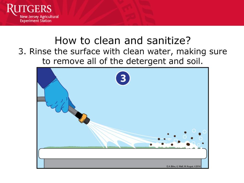 3. Rinse the surface with clean water, making