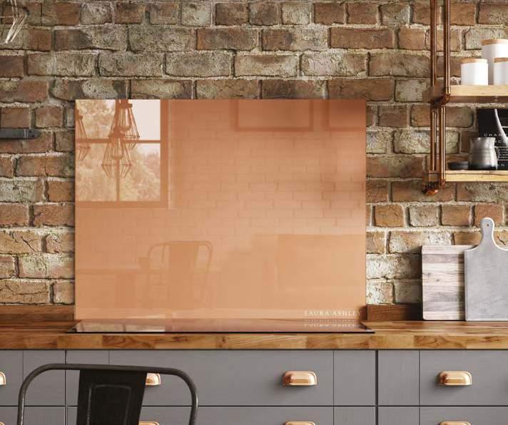 NEW LA52048 Metallics Charcoal 600x750mm LA52208 900x750mm LA52062 Metallics Copper 600x750mm LA52222 900x750mm THE SPLASHBACK COLLECTION Core colours available in a made to order 990x750mm size The