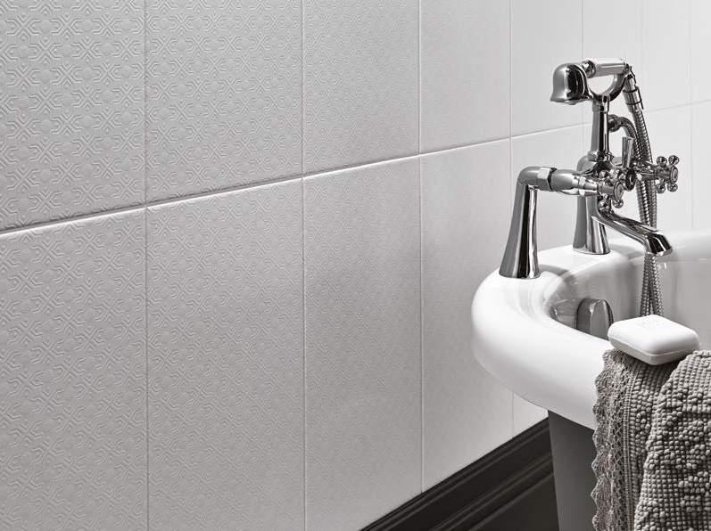 BCT48541 Hampstead White BCT48534 Hampstead Grey BCT48589 Geo Circle White BCT48572 Geo Circle Grey DEFINITIONS Definitions brings a subtle hint of vintage glamour to our tile collections with the