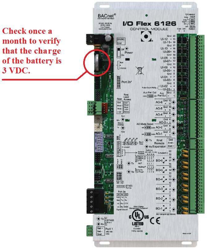 Appendix F I/O Flex 6126 Controller Battery Checkout The battery on the unit control module retains the controller s memory in the event of power failure.