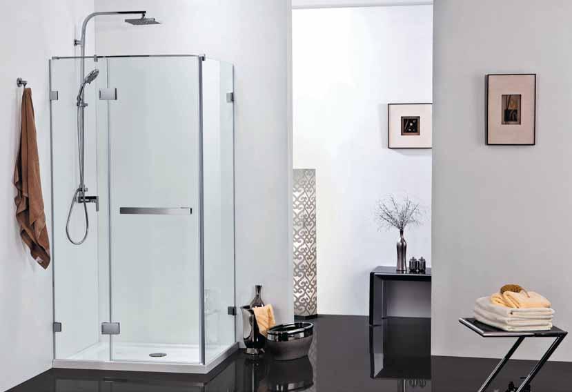 10 Utilising a sleek and minimal wall profile, the Barossa Pivot shower screen is easy to install.