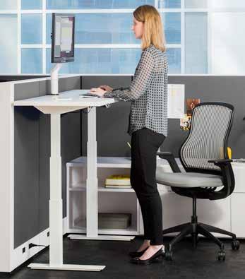 1 2 Advanced Ergonomic Performance Tone enables users to shift from seated to standing height throughout the day, enhancing wellness and preventing injuries.