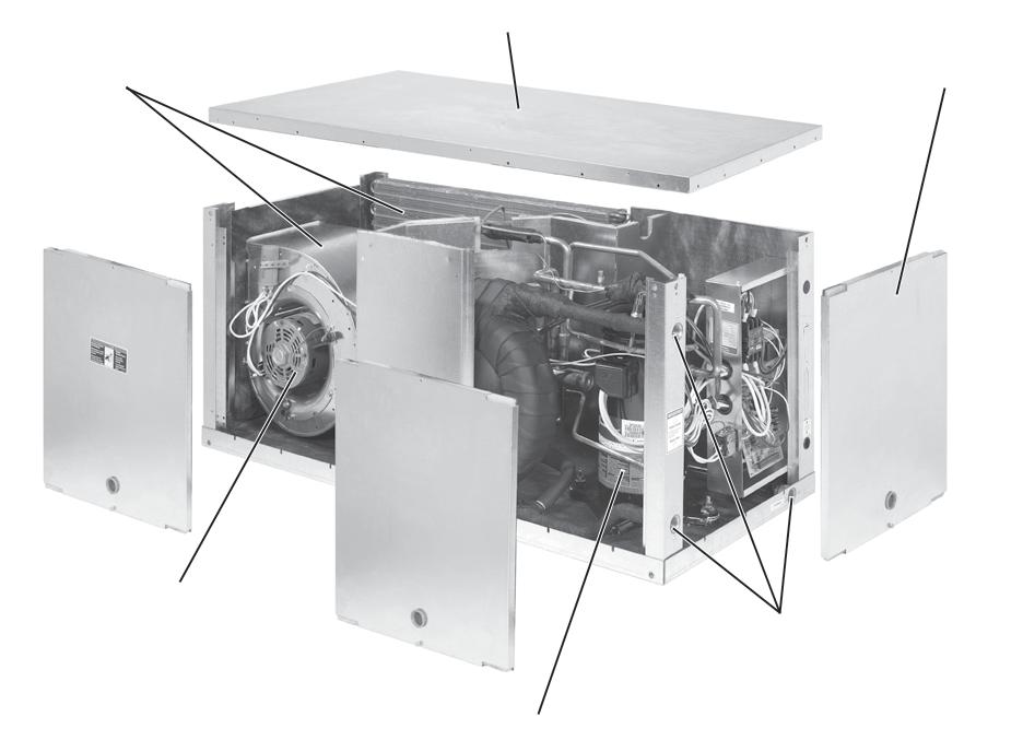 Removable Access Panels Both end and side panels provide easy access to compressor compartment, blower and motor. End panel provides easy access to the unit controls.